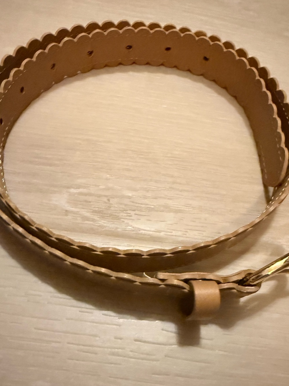 Women’s Leather Ann Taylor Scalloped Edge Tan Belt XS